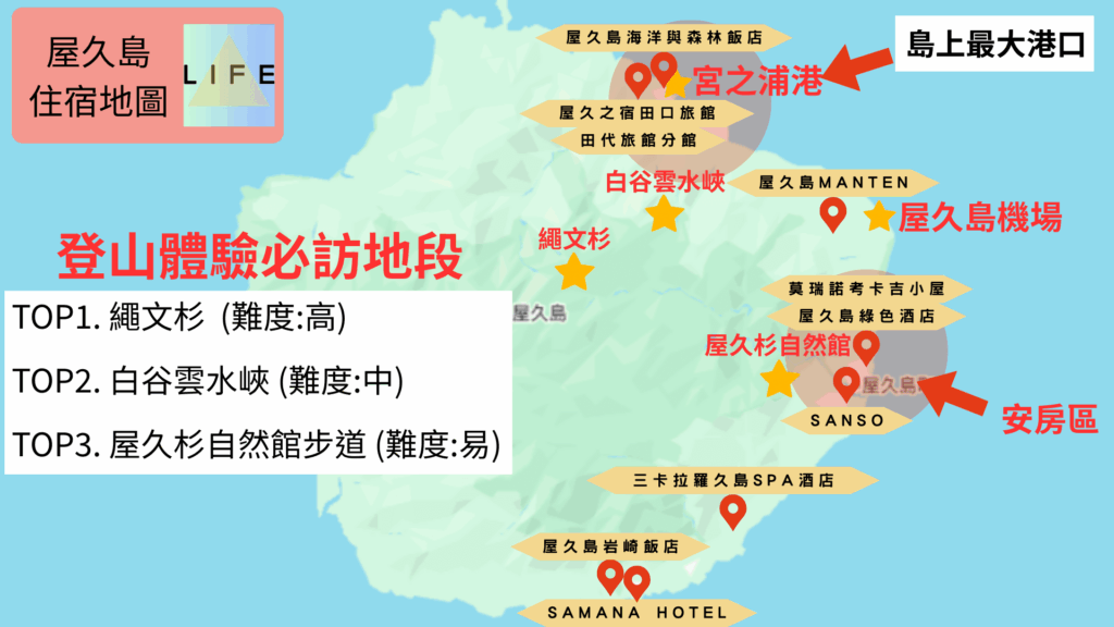 屋久島住宿地圖